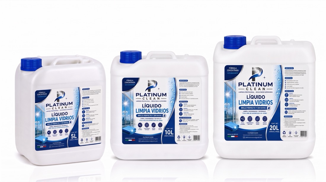 Líquido Limpia Vidrios Platinum Clean en 5, 10 y 20 litros
